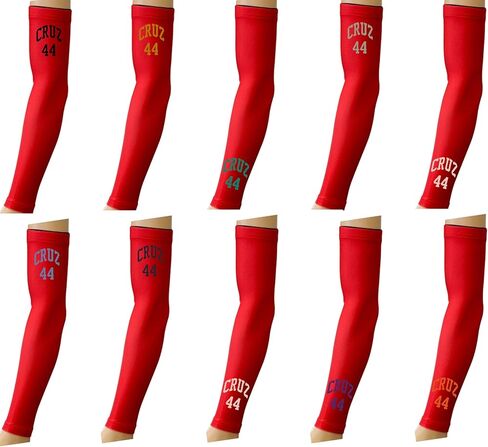 Solid Red Compression Sports Arm Sleeve - Custom Jersey Name & Number in Kuwait