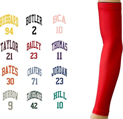 Solid Red Compression Sports Arm Sleeve - Custom Jersey Name & Number in Kuwait