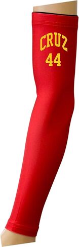 Solid Red Compression Sports Arm Sleeve - Custom Jersey Name & Number in Kuwait
