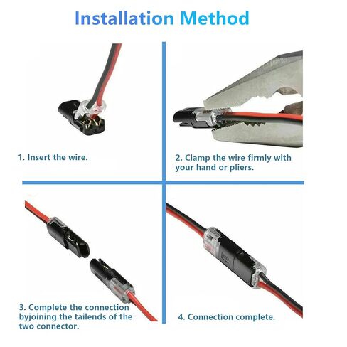 60Pcs Double Wire Plug in Connector, Quick Connect Wire Connectors with Locking Buckle, Led Light Strip Connectors 2 Pin, No Wire Stripping Cutting 18-22AWG for Strip Lights DIY Crafting in Saudi Arabia