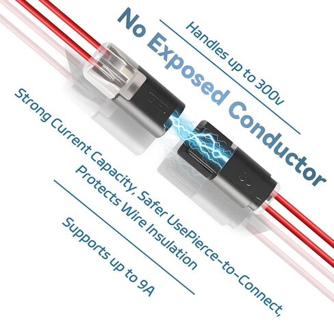 60Pcs Double Wire Plug in Connector, Quick Connect Wire Connectors with Locking Buckle, Led Light Strip Connectors 2 Pin, No Wire Stripping Cutting 18-22AWG for Strip Lights DIY Crafting in Saudi Arabia