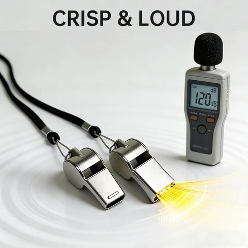 صافرة، صفارة رياضية من الفولاذ المقاوم للصدأ مع حبل للمدربين والحكام والمسؤولين والمعلمين ورجال الإنقاذ in Kuwait