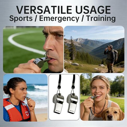 صافرة، صفارة رياضية من الفولاذ المقاوم للصدأ مع حبل للمدربين والحكام والمسؤولين والمعلمين ورجال الإنقاذ in Kuwait