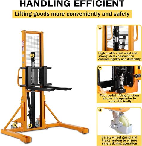 APOLLOLIFT Manual Pallet Stacker with Straddle Legs 1100lbs Capacity 63" Lift Height Adjustable Forks in Saudi Arabia