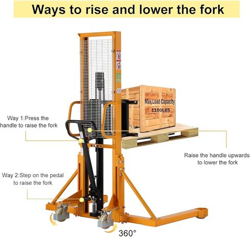APOLLOLIFT Manual Pallet Stacker with Straddle Legs 1100lbs Capacity 63" Lift Height Adjustable Forks in Saudi Arabia