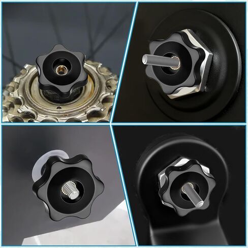 Thinp 20 Pack 1/4-20 Knob, 6 Star Knobs 1/4 Inch Female Threaded Hexagon Head Thru Knob Plastic Clamping Knobs T Track Bolts for Lawn Mower, Umbrella Base, Woodworking Tools & Jigs (Black) in Saudi Arabia