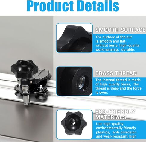 30pcs 1/4-20 Star Knobs,1/4"-20 Female Threaded Star Knobs,Hexagon Head Through Hole Clamping Knob,Black Nylon Screw-On Type Thru Threaded Knob Nuts for T Track Bolts,Machine Tool in Saudi Arabia