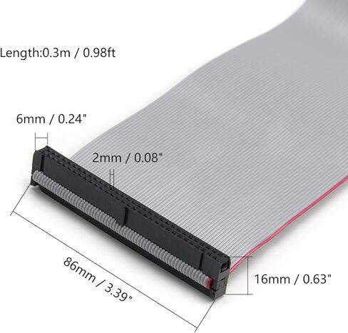 Fielect 2pcs IDC 64 Pin Connector Gray Wire Flat Ribbon Cable Connector Length 30cm 2.54mm Pitch in Saudi Arabia