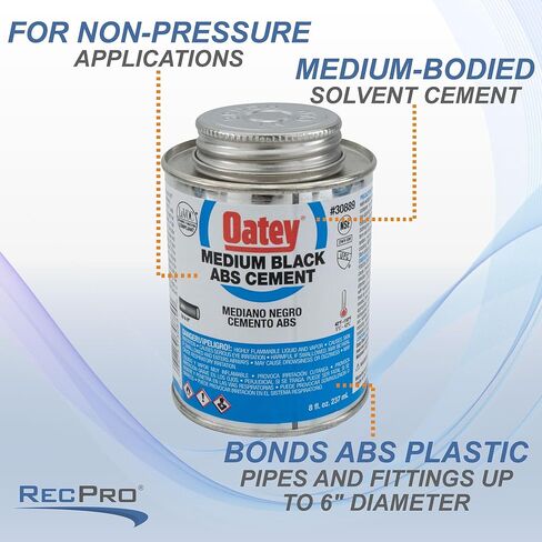 RecPro Medium Black ABS Cement 8 fl. oz. | RV Plumbing | Solvent Cement in Saudi Arabia