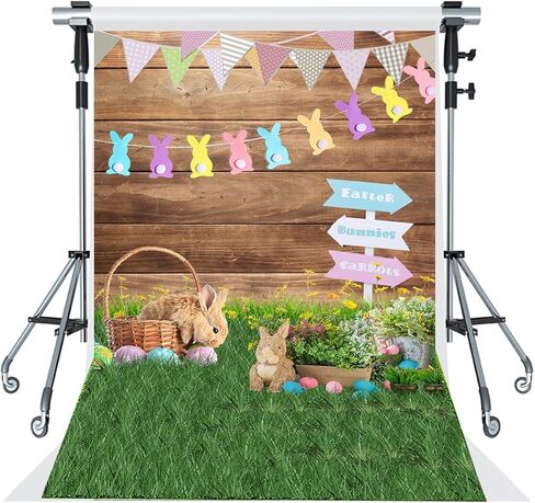 5 × 7 قدم الفوتوغرافي خلفيات خلفية خشبية البيض الأخضر العشب الملون خوخه التصوير الخلفية in Kuwait