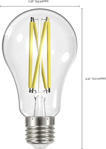 مجموعة من 6 مصابيح LED قابلة للتعتيم من ساتكو، S12430، لومن عالي، 12.5 وات، A19، شفاف، قاعدة متوسطة، 3000 كلفن، 90 CRI، 120 فولت للاستخدام في الأماكن السكنية والضيافة والعرض والتجارية in Saudi Arabia