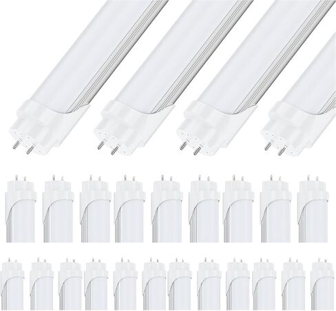 4ft T8 T12 LED Tubes, Frosted 48" 22W (65W Fluorescent Replacement) 6000K 6500K, Double-Ended Power Ballast Bypass Light, 2600lm Type B Milky 110V 277V, 25 Pack in Saudi Arabia
