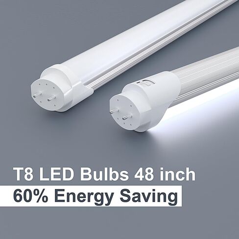 4ft T8 T12 LED Tubes, Frosted 48" 22W (65W Fluorescent Replacement) 6000K 6500K, Double-Ended Power Ballast Bypass Light, 2600lm Type B Milky 110V 277V, 25 Pack in Saudi Arabia