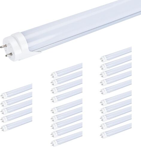 4ft T8 T12 LED Tubes, Frosted 48" 22W (65W Fluorescent Replacement) 6000K 6500K, Double-Ended Power Ballast Bypass Light, 2600lm Type B Milky 110V 277V, 25 Pack in Saudi Arabia