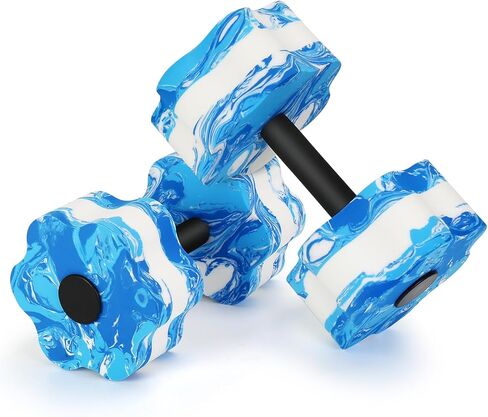 دمبل مائي مموه، مجموعة من 2 من أثقال اللياقة البدنية المائية المائية، معدات تمارين اليد، تمارين رياضية مائية، دمبل رغوي مقاوم لحمام السباحة لفقدان الوزن in Kuwait