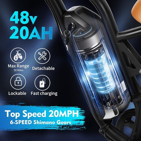 دراجة كهربائية للبالغين، بطارية 48 فولت/20 أمبير، محرك ذروة 1500 وات، دراجة كهربائية بإطار عريض 20 بوصة للجبال والثلج والرمال والطرق مع نظام تعليق هيدروليكي. دراجة ترابية كهربائية لجميع التضاريس in Kuwait