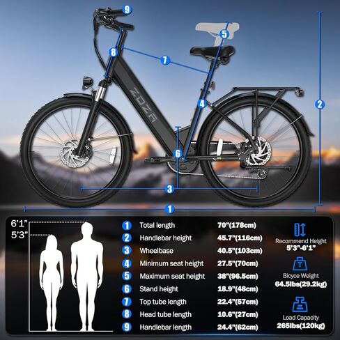 Electric Bike for Adults, 1000W Peak Motor, 60 Miles 22Mph Electric Bike, 26" Commuter E Bikes with 48V 10.4Ah Removable Battery, Step-Thru Ebike, Adjustable Stem, 7-Speed & Front Suspension in Saudi Arabia