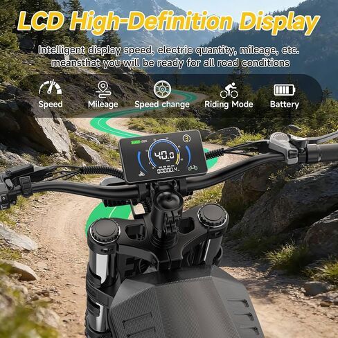 Electric Dirt Bike for Adults - Peak 1500W/3000W Electric Bikes, 28-35MPH, 48V/52V 15.6Ah/25Ah/40Ah, 70-120 Mile(PAS Mode), 16/20 Inch All-Terrain Fat Tire Electric Motorcycle in Kuwait