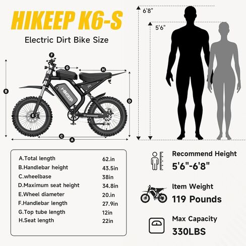 Electric Dirt Bike for Adults - Peak 1500W/3000W Electric Bikes, 28-35MPH, 48V/52V 15.6Ah/25Ah/40Ah, 70-120 Mile(PAS Mode), 16/20 Inch All-Terrain Fat Tire Electric Motorcycle in Kuwait