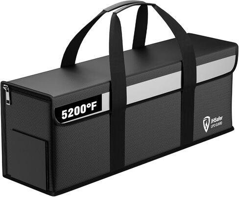 حقيبة آمنة لبطارية الدراجة الإلكترونية مقاومة للحريق والانفجار، حقيبة آمنة كبيرة السعة ليبو، حقيبة شحن بطارية ليبو مقاومة للحريق، حقيبة تخزين مقاومة للحريق مطلية بالسيليكون (19.3 × 5.1 × 7 بوصة) in Kuwait