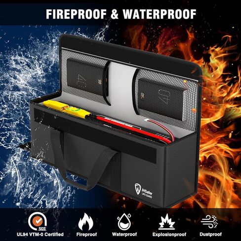 حقيبة آمنة لبطارية الدراجة الإلكترونية مقاومة للحريق والانفجار، حقيبة آمنة كبيرة السعة ليبو، حقيبة شحن بطارية ليبو مقاومة للحريق، حقيبة تخزين مقاومة للحريق مطلية بالسيليكون (19.3 × 5.1 × 7 بوصة) in Kuwait