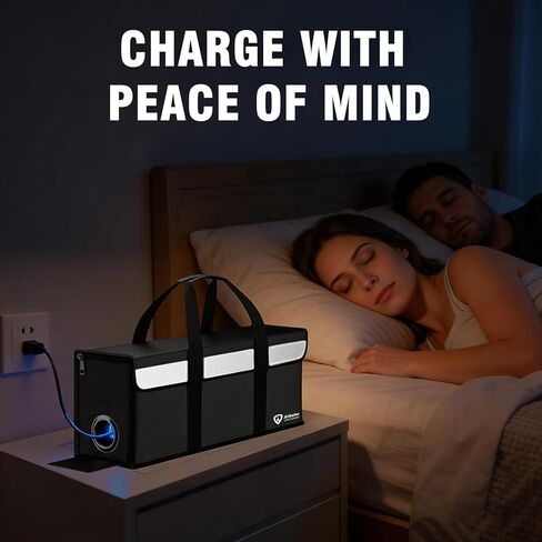 حقيبة آمنة لبطارية الدراجة الإلكترونية مقاومة للحريق والانفجار، حقيبة آمنة كبيرة السعة ليبو، حقيبة شحن بطارية ليبو مقاومة للحريق، حقيبة تخزين مقاومة للحريق مطلية بالسيليكون (19.3 × 5.1 × 7 بوصة) in Kuwait