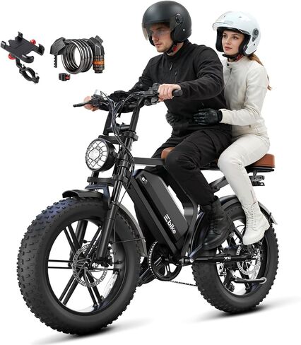 Electric Bike for Adults, Peak 1500W Motor Retro E Bike, 32MPH 65/120Miles, 48V 15Ah Removable Battery, 20"x4" Fat Tires, Full Suspension, APP Control, Off-Road Ebike for City Commuting in Saudi Arabia