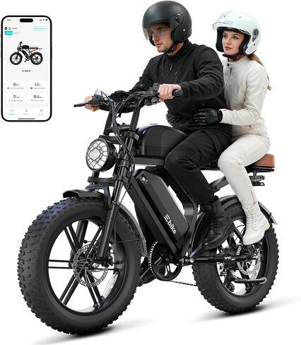 Electric Bike for Adults, Peak 1500W Motor Retro E Bike, 32MPH 65/120Miles, 48V 15Ah Removable Battery, 20"x4" Fat Tires, Full Suspension, APP Control, Off-Road Ebike for City Commuting in Saudi Arabia