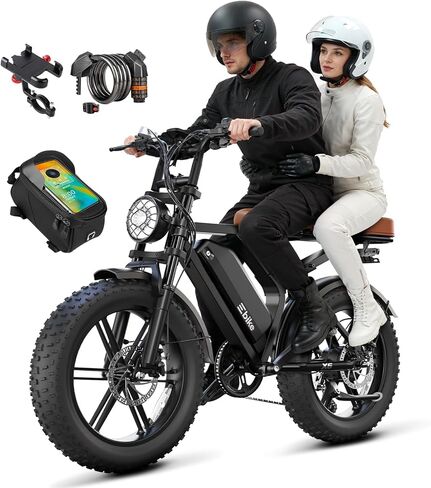 Electric Bike for Adults, Peak 1500W Motor Retro E Bike, 32MPH 65/120Miles, 48V 15Ah Removable Battery, 20"x4" Fat Tires, Full Suspension, APP Control, Off-Road Ebike for City Commuting in Saudi Arabia