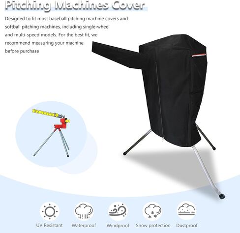 غطاء آلة رمي البيسبول وغطاء آلة رمي الكرة اللينة - قماش أكسفورد 600D عالي التحمل، بطانة فخمة، حماية من جميع الأحوال الجوية للآلات ذات مغذيات الكرة in Kuwait