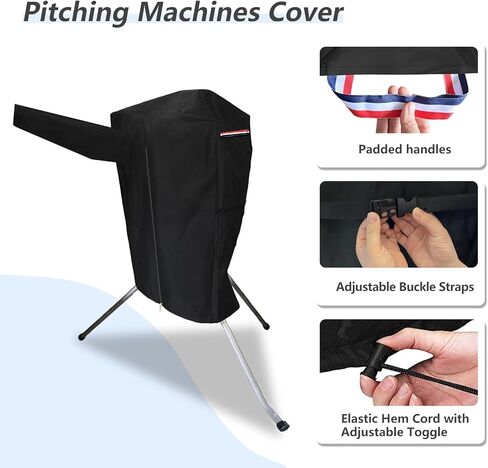 غطاء آلة رمي البيسبول وغطاء آلة رمي الكرة اللينة - قماش أكسفورد 600D عالي التحمل، بطانة فخمة، حماية من جميع الأحوال الجوية للآلات ذات مغذيات الكرة in Kuwait