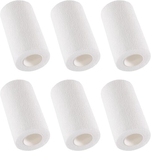 IndigoCase 6 Rolls Self Adhesive Bandage Wrap 4 Inch, White Color Elastic Athletic Tape, Vet Wrap, Wrist Tape, Large Bandage for Horses, Knuckle, Knee, Pets in Saudi Arabia