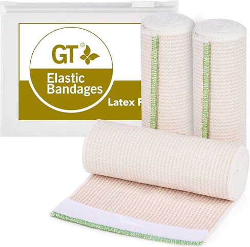 Premium Elastic Bandage Wrap (6" 3 Pack) - Hook & Loop Fasteners at Both Ends - Latex Free Hypoallergenic Compression Roll - Reusable Bandages for Waist, Legs, Elbow & Knee Wrap in Kuwait
