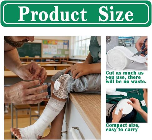 لفتان من الضمادات الأنبوبية، 0.98 × 78.74 بوصة، ضمادة شبكية مرنة للجروح، شاش شبكي مطاطي خالٍ من المواد اللاصقة، لفافة ضمادة شبكية للذراع - الاحتفاظ بالضمادات الرطبة / الجافة (أبيض) in Kuwait