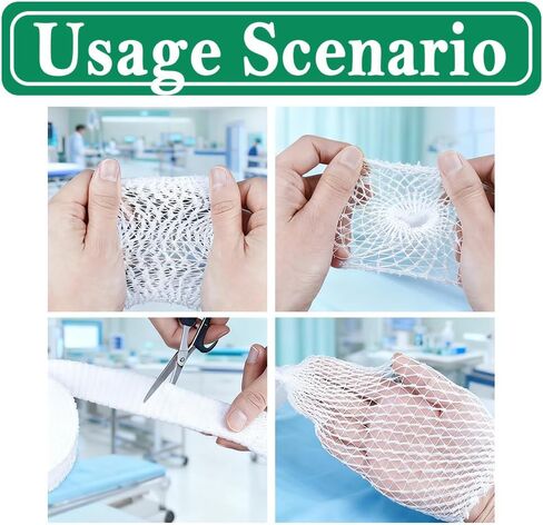 لفتان من الضمادات الأنبوبية، 0.98 × 78.74 بوصة، ضمادة شبكية مرنة للجروح، شاش شبكي مطاطي خالٍ من المواد اللاصقة، لفافة ضمادة شبكية للذراع - الاحتفاظ بالضمادات الرطبة / الجافة (أبيض) in Kuwait