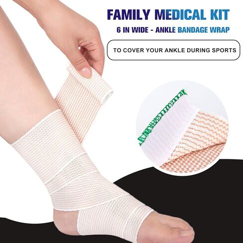 6 In Elastic Bandage Wrap 4 Pack, Compression Bandage Wrap for Ankle, Elbow, Knee, Shoulder,Tummy, Body, Premium Sport Support & Injury Recovery, Reusable & Durable in Saudi Arabia