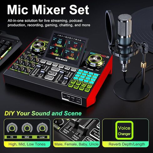 G10-P15 DJ & Podcast Equipment Bundle, Audio Interface with Cardioid Designer P15 Mic for Gamer and All-in-One DJ Mixer, Perfect for Live Streaming, Singing, YouTube, Gaming in Saudi Arabia