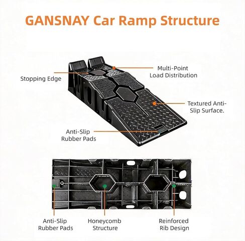 سلالم السيارة لتغيير الزيت، منحدرات رفع السيارة مع سطح غير قابل للانزلاق، سعة 6600 رطل، رافعة سيارة محمولة للمرآب المنزلي - 35.5 بوصة × 13 بوصة × 8.7 بوصة ارتفاع - عبوتان مع 2 عجلتين in Kuwait