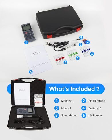 Portable pH Meter, High Accuracy, Large Backlight Display, pH Tester with ATC, Digital pH Meter for Drinking Water/Lab/Pool/Biomedicine/Aquarium, 0-14 Measurement Range in Kuwait