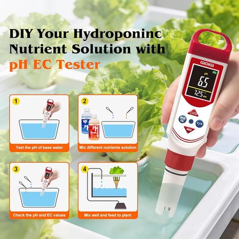 pH EC Meter for Hydroponic, Digital pH TDS EC ppm Tester with Color Screen Display, High Accuracy pH Pen Probe for Drinking Water, Nutrient Solution, Aquariums, Pools & Home Use in Kuwait