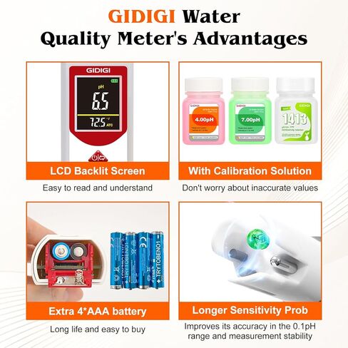 pH EC Meter for Hydroponic, Digital pH TDS EC ppm Tester with Color Screen Display, High Accuracy pH Pen Probe for Drinking Water, Nutrient Solution, Aquariums, Pools & Home Use in Kuwait