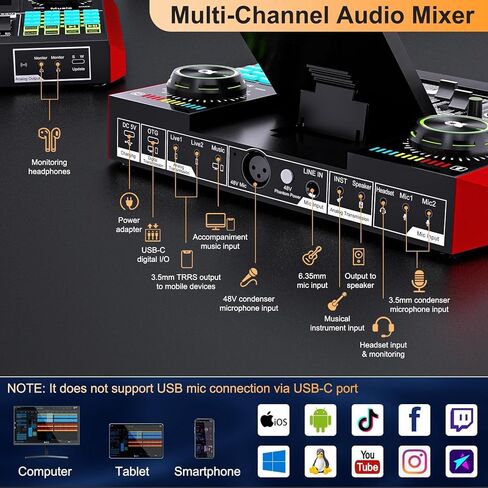 G10 Live Broadcast Sound Card Kit, Smart Audio Chip for Talk Shows, Instrument Playing, Gaming & Recording, Good to Go, Hi-Fi Stereo Sound in Saudi Arabia