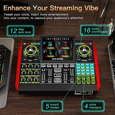 G10 Live Broadcast Sound Card Kit, Smart Audio Chip for Talk Shows, Instrument Playing, Gaming & Recording, Good to Go, Hi-Fi Stereo Sound in Saudi Arabia