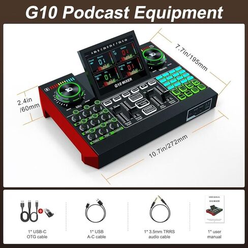 G10 Live Broadcast Sound Card Kit, Smart Audio Chip for Talk Shows, Instrument Playing, Gaming & Recording, Good to Go, Hi-Fi Stereo Sound in Saudi Arabia
