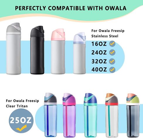غطاء بديل لـ Owala Freesip، متوافق مع زجاجة مياه Owala Freesip 16oz 24oz 32oz 40oz، ملحقات بديلة ممتازة لقبعة Owala، مقاومة للتسرب، خالية من BPA (رمادي فروست) in Saudi Arabia