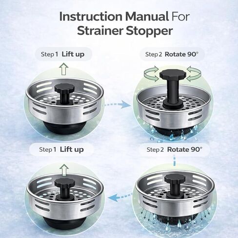 سدادة مصفاة حوض المطبخ من الفولاذ المقاوم للصدأ، سلة تصريف مناسبة عالميًا مع جذع قابل للتعديل، مضادة للانسداد، مقاومة للصدأ، آمنة للاستخدام في غسالة الأطباق، فضي وأسود in Kuwait