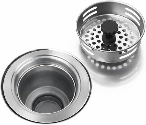 سدادة مصفاة حوض المطبخ من الفولاذ المقاوم للصدأ، سلة تصريف مناسبة عالميًا مع جذع قابل للتعديل، مضادة للانسداد، مقاومة للصدأ، آمنة للاستخدام في غسالة الأطباق، فضي وأسود in Kuwait