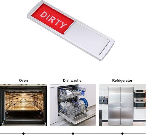 Dishwasher Magnet Clean Dirty Sign with Sliding Indicator, Magnetic Notice Board for Kitchen, Silver Frame Dishwasher Indicator for Home Use in Saudi Arabia