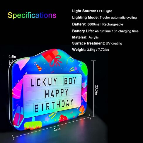 Bottle Service Sign, Personalized Happy Birthday Letters, Remote 7 Colors, Ultra-Lightweight, Replacement Cards Bring Letters 2 Set (A-Z) of Numbers 1 Set (0-9) in Saudi Arabia