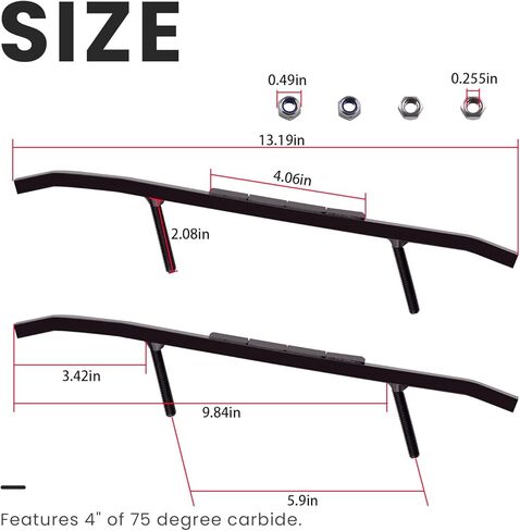 قطعتان من مجاري الكربيد 4 بوصة متوافقة مع Ski-Doo 2006-2023 Pilot Skis DS وDS-2 وDS-3، تناسب 2006-2023 MXZ 600، 2019-2023 Backcountry 600R / 850 / X 850 / X-RS 850 (كربيد 4 بوصة) in Saudi Arabia